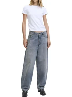 Jean Fuji Barrel en coton biologique bleu pourvu d'une coupe large