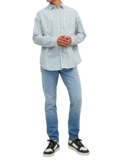 Jean Glenn stone uni avec une coupe slim et 3 poches à l'avant