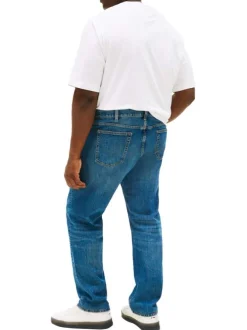 Jean grande taille en coton bleu uni coupe regular intermédiaire