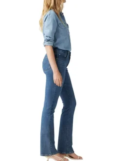 Jean 725™ High Rise Bootcut bleu délavé avec jacron beige et rouge