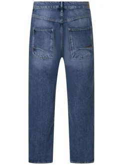 Jean Hobo Anton en coton bleu uni pourvu de multiples poches