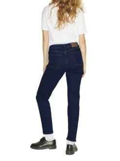 Jean indigo en coton biologique uni coupe régular avec 5 poches
