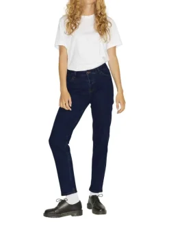 Jean indigo en coton biologique uni coupe régular avec 5 poches