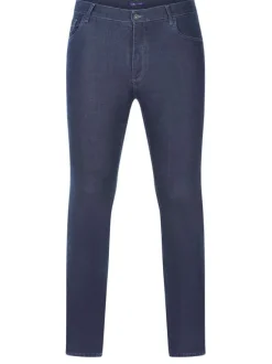 Jean indigo en coton uni coupe slim