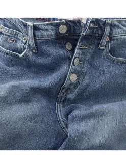 Jean Izzie en coton mélangé bleu effet délavé avec une coupe slim