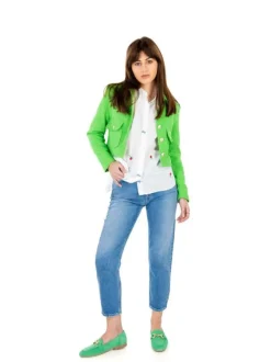 Jean Izzie en coton mélangé bleu effet délavé avec une coupe slim