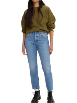 Jean 501® à jambes 7/8èmes en coton indigo léger délavé, coupe Regular fit