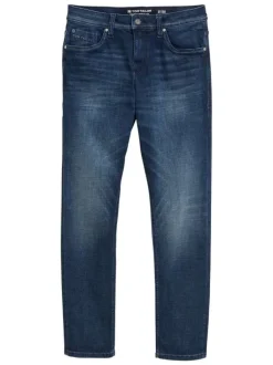 Jean Josh indigo en coton pourvu d'une coupe droite et du logo de la marque