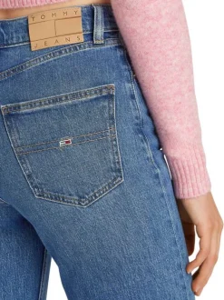 Jean Layla bleu en coton avec une coupe droite et un patch d'authenticité