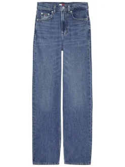 Jean Layla bleu en coton avec une coupe droite et un patch d'authenticité