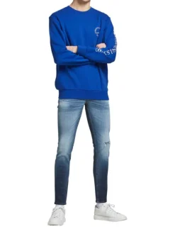 Jean Liam coupe skinny en coton bleu délavé