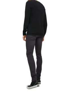 Jean Liam noir avec une coupe skinny et 2 poches plaquées à l'arrière