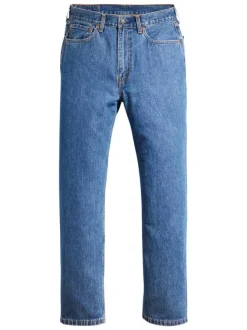 Jean 565 Loose Straight en coton bleu jean uni avec patch de la marque