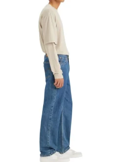 Jean 565 Loose Straight en coton bleu jean uni avec patch de la marque