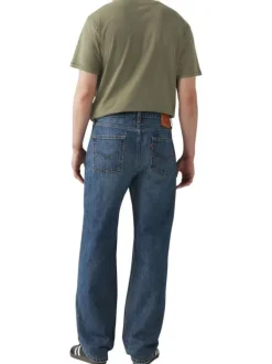 Jean 565 Loose Straight en coton bleu uni avec une coupe droite
