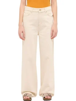 Jean Luise en coton écru avec une coupe bootcut et fermeture zippée L32