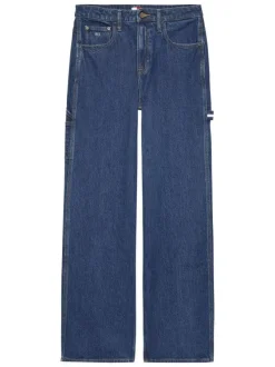 Jean Mia indigo en coton avec une coupe droite et des passants à la taille