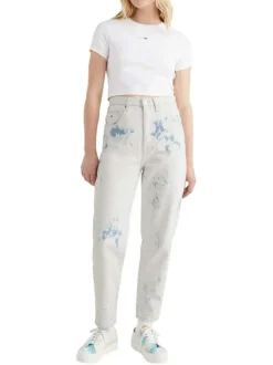 Jean "Mom Jean Uhr Tprd" blanc en coton coupe regular fit à 5 poches
