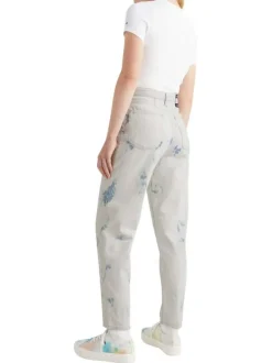 Jean "Mom Jean Uhr Tprd" blanc en coton coupe regular fit à 5 poches