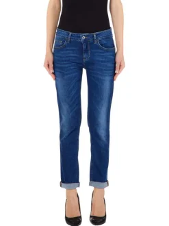 Jean Monero en coton indigo uni avec une coupe slim et un patch arrière