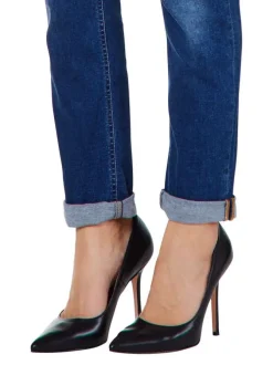 Jean Monero en coton indigo uni avec une coupe slim et un patch arrière