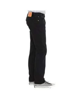 Jean 501 noir en coton uni avec une coupe droite et passants pour ceinture