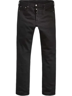 Jean 501 noir en coton uni avec une coupe droite et passants pour ceinture