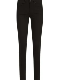 Jean noir uni avec une coupe slim et fermeture zippée boutonnée