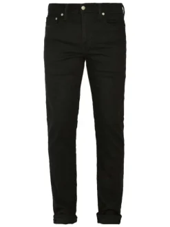 Jean noir uni à coupe droite et à fermeture zippée boutonnée