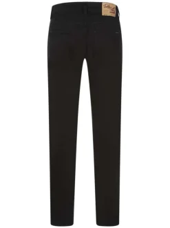 Jean noir uni en coton avec 5 poches et un bouton noir au niveau de la taille