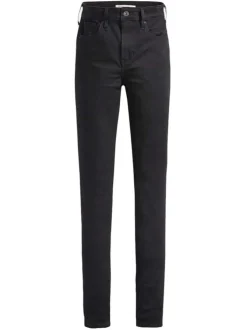 Jean noir uni femme avec une coupe skinny et un style 5 poches
