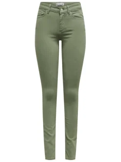 Jean Onlblush Mid Skinny Col Pant en coton kaki uni coupe skinny
