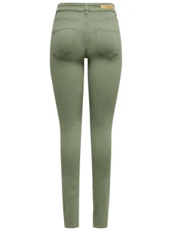 Jean Onlblush Mid Skinny Col Pant en coton kaki uni coupe skinny