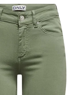 Jean Onlblush Mid Skinny Col Pant en coton kaki uni coupe skinny