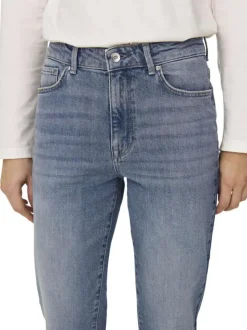 Jean Onlemily Stretch Hw St Ak Dnm en coton gris clair uni coupe regular fit