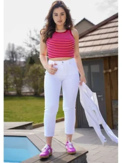 Jean Onlemily Stretch Hw Str Ank en coton blanc uni coupe regular fit