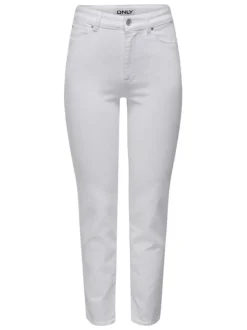 Jean Onlemily Stretch Hw Str Ank en coton blanc uni coupe regular fit