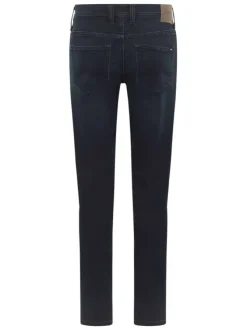 Jean Oregon en coton mélangé indigo avec une coupe slim et patch