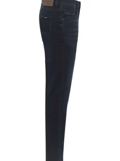 Jean Oregon en coton mélangé indigo avec une coupe slim et patch