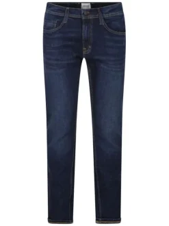 Jean Oregon Slim en coton indigo uni avec deux poches plaquées à l'arrière