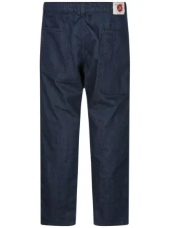 Jean otsu en coton indigo uni pourvu d'une coupe large et de multiples poches