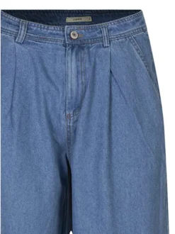 Jean oversize taille haute en coton bleu denim avec une coupe oversize