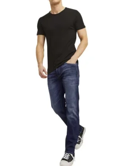 Jean 5 poches Clark en coton indigo délavé avec une coupe droite