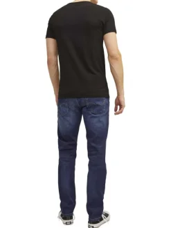 Jean 5 poches Clark en coton indigo délavé avec une coupe droite