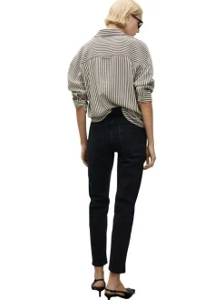 Jean 5 poches en coton anthracite uni avec une coupe droite et des passants