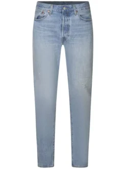 Jean 5 Poches 501® en coton indigo délavé à coupe regular fit ajustée