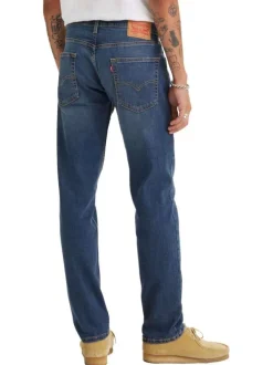 Jean 5 poches 502 en coton mélangé bleu avec surpiqûres orange et coupe droite