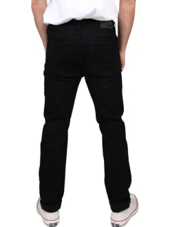 Jean 5 poches en coton noir à coupe slim avec logo gris brodé