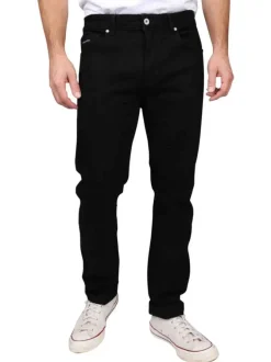 Jean 5 poches en coton noir à coupe slim avec logo gris brodé