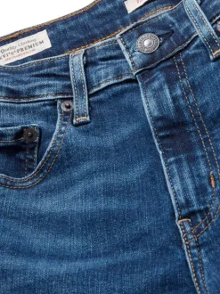 Jean 5 poches 721™ High Rise Skinny en coton mélangé bleu et surpiqûres marron